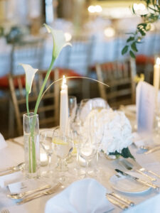 wedding breakfast banqueting tables set up at Goodwood House Summer Wedding