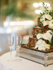 wedding breakfast banqueting tables set up at Goodwood House Summer Wedding