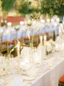 wedding breakfast banqueting tables set up at Goodwood House Summer Wedding