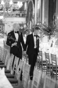 wedding breakfast banqueting tables set up at Goodwood House Summer Wedding